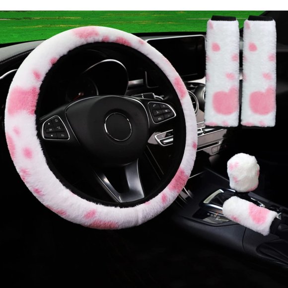 Cow Print Car Handbrake & Gear Shift Cover - Picture 3 of 3